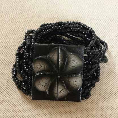 Black Hand Carved Wood Bracelet