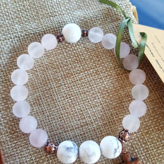 Handmade Rose Quartz with White Howlite Bracelet