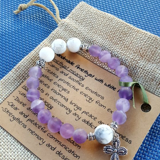 Handmade Amethyst with White Howlite Bracelet