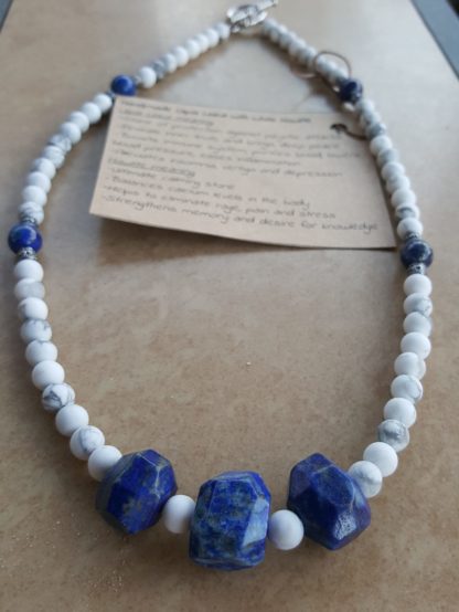Handmade Necklace with Lapiz Lazuli and White Howlite - Image 2