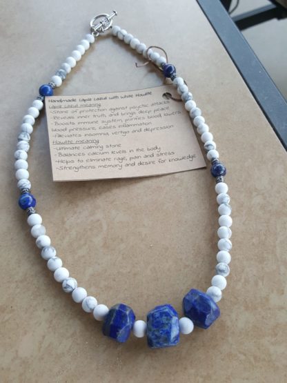 Handmade Necklace with Lapiz Lazuli and White Howlite
