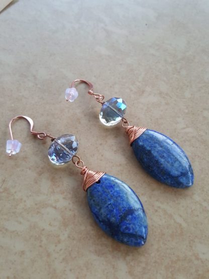 Handmade Lapiz Lazuli Marquis Earrings