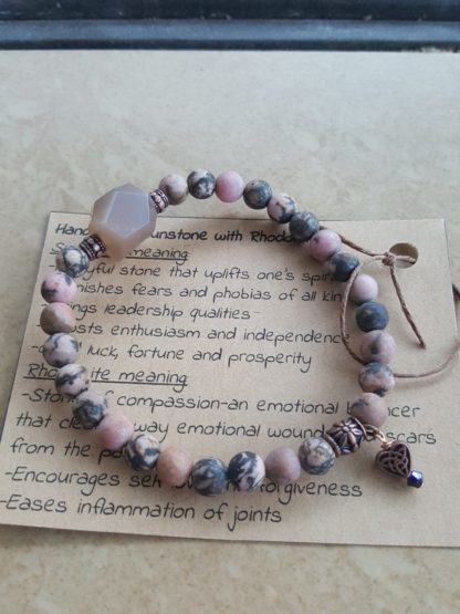 Handmade Sunstone with Rhodonite Bracelet - Image 2