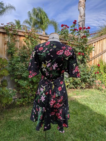 Cute Black Floral Wrap Dress - Image 6