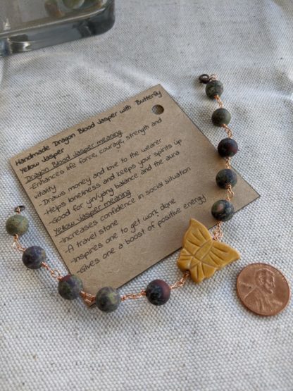 Handmade Dragon Blood and Yellow Jasper Bracelet - Image 2