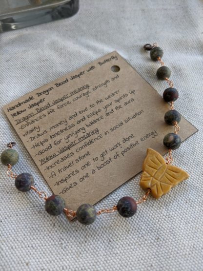Handmade Dragon Blood and Yellow Jasper Bracelet - Image 3