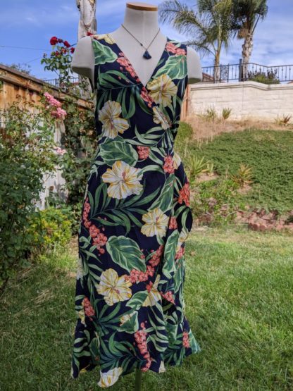 Pretty Tropical  Ruffles Accent Wrap Dress
