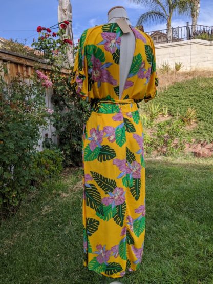 Bright Yellow Tropical Dress with Pockets - Image 10