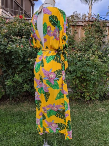 Bright Yellow Tropical Dress with Pockets - Image 9