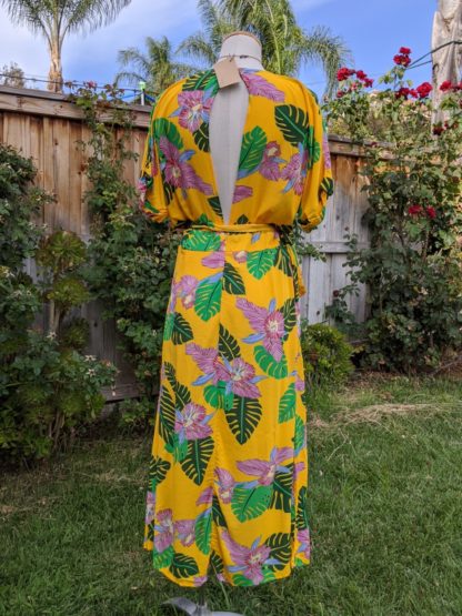 Bright Yellow Tropical Dress with Pockets - Image 8