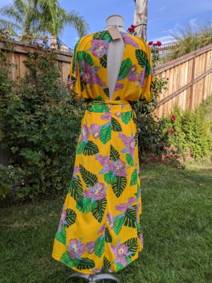 Bright Yellow Tropical Dress with Pockets - Image 7