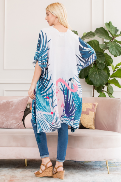 Botanical Flamingo Printed Kimono - Image 5