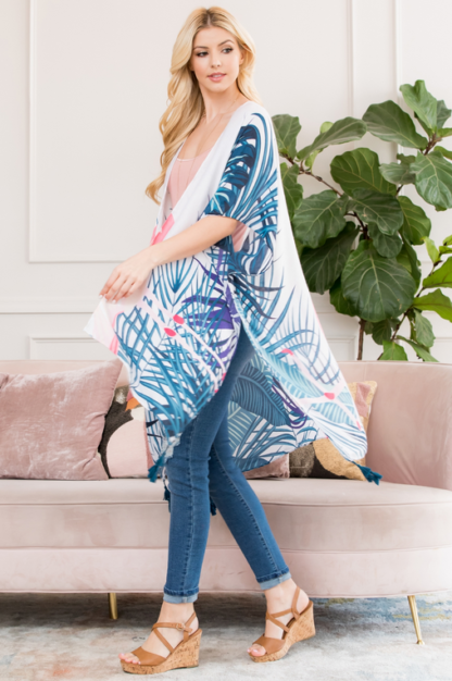 Botanical Flamingo Printed Kimono - Image 3