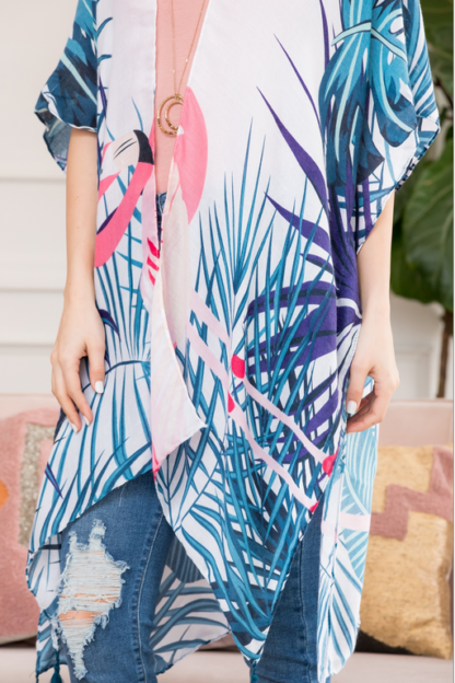 Botanical Flamingo Printed Kimono - Image 2