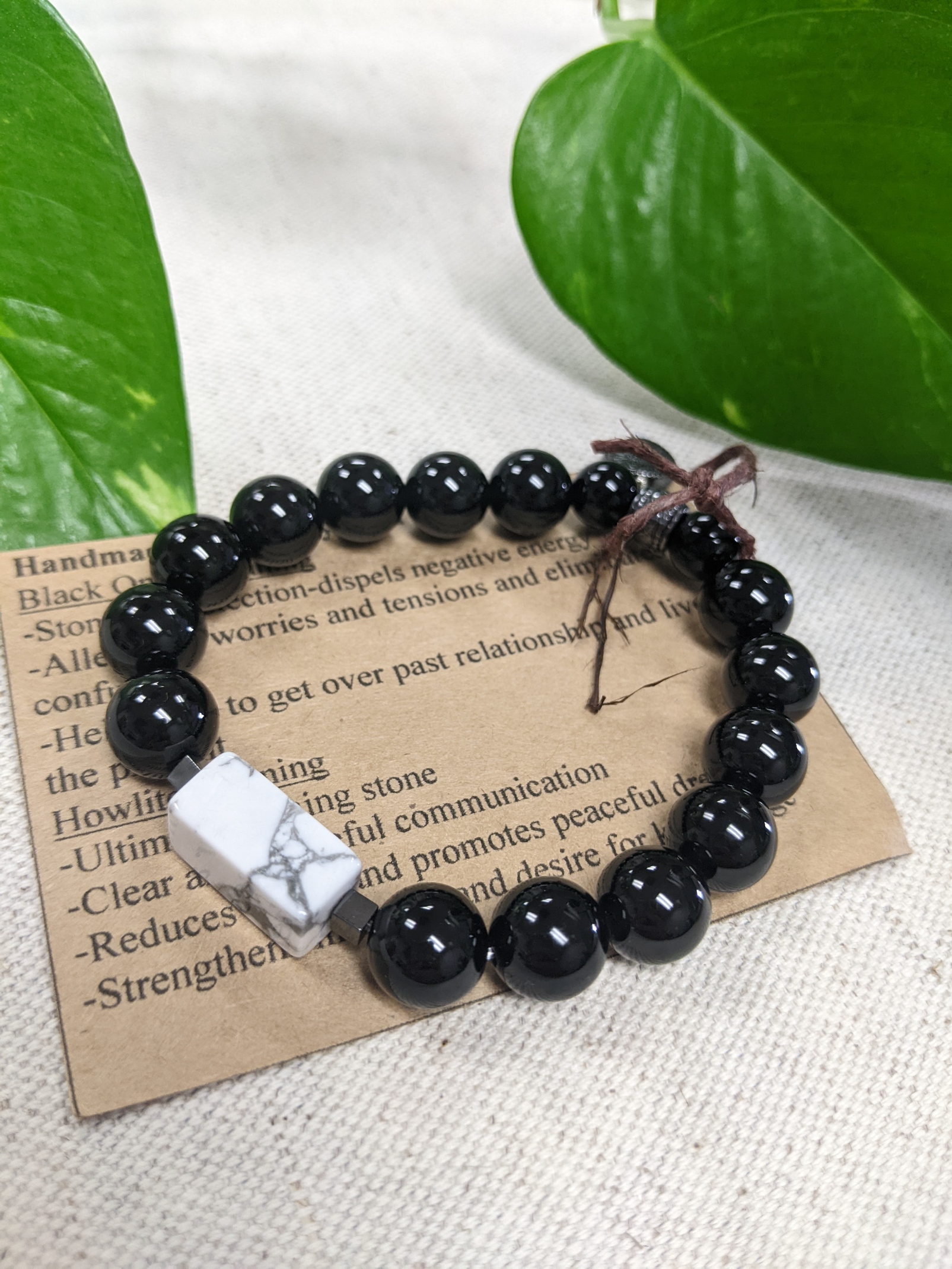 Men's Spiritual Beaded Bracelet, Handmade Howlite