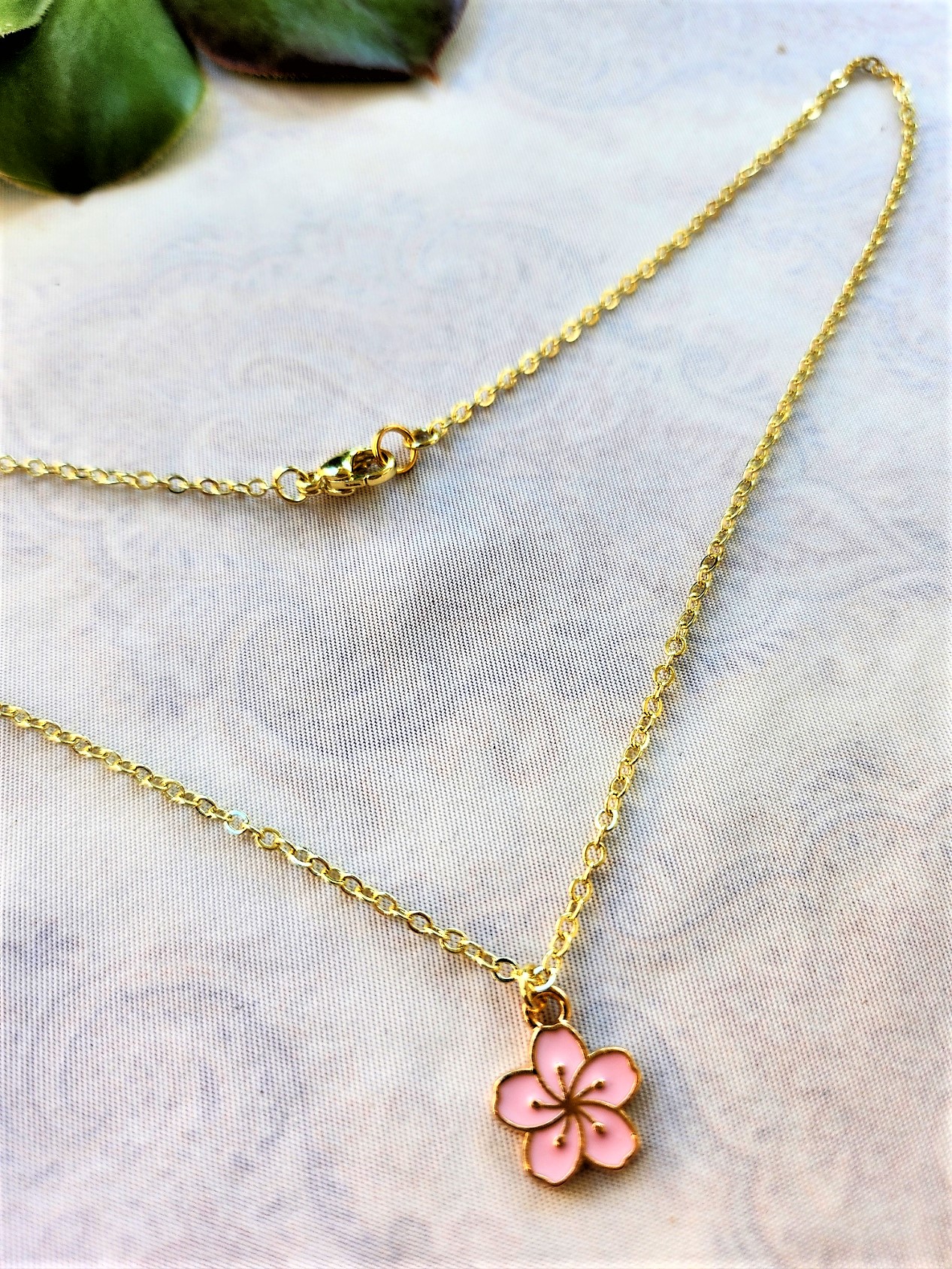 Pink Cherry Blossom Locket Necklace