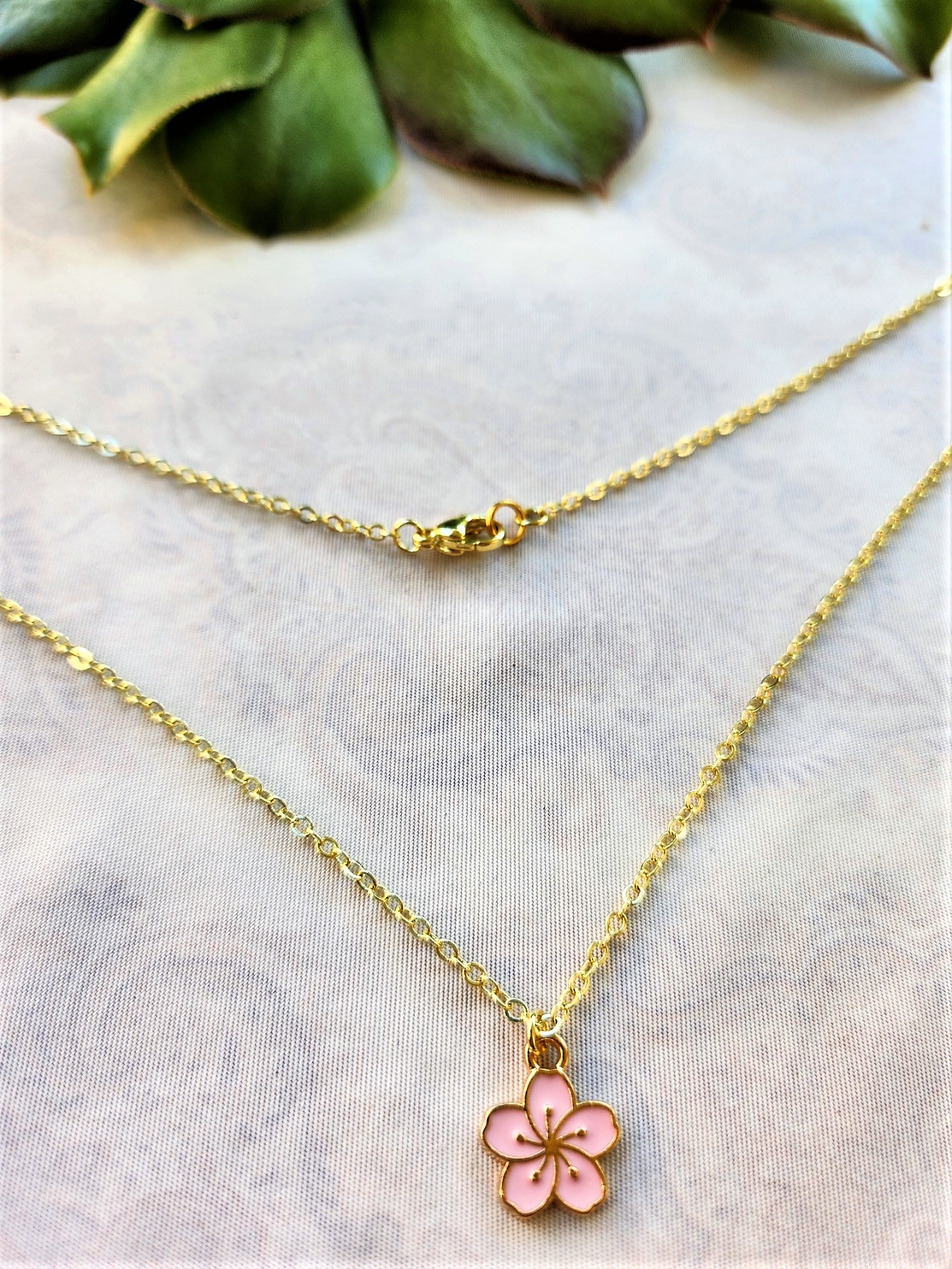 Cute Pink Cherry Blossom Necklace – Bali Mantra