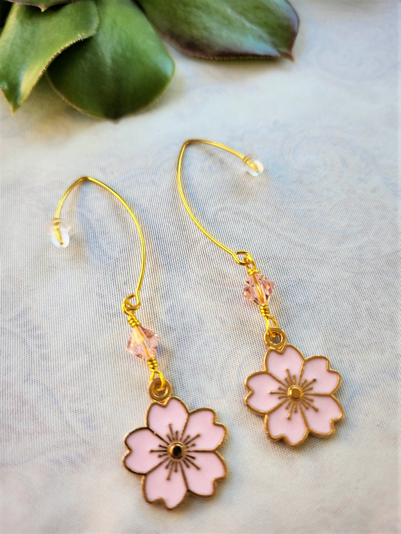 Color Blossom Long Earrings, Pink Gold, White Mother-Of-Pearl And